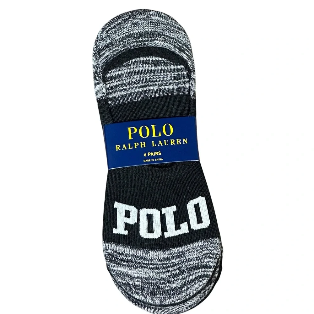 Polo‎ Ralph Lauren Socks NWT Women 9-11 Black Grey No-Show Liner 6 Pairs